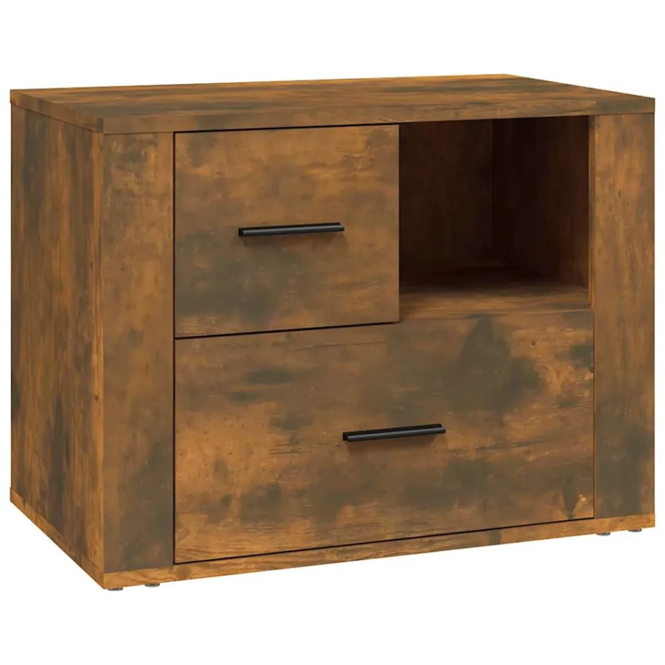 vidaXL Nachtkastje 60x36x45 cm bewerkt hout gerookt eikenkleurig Bruin