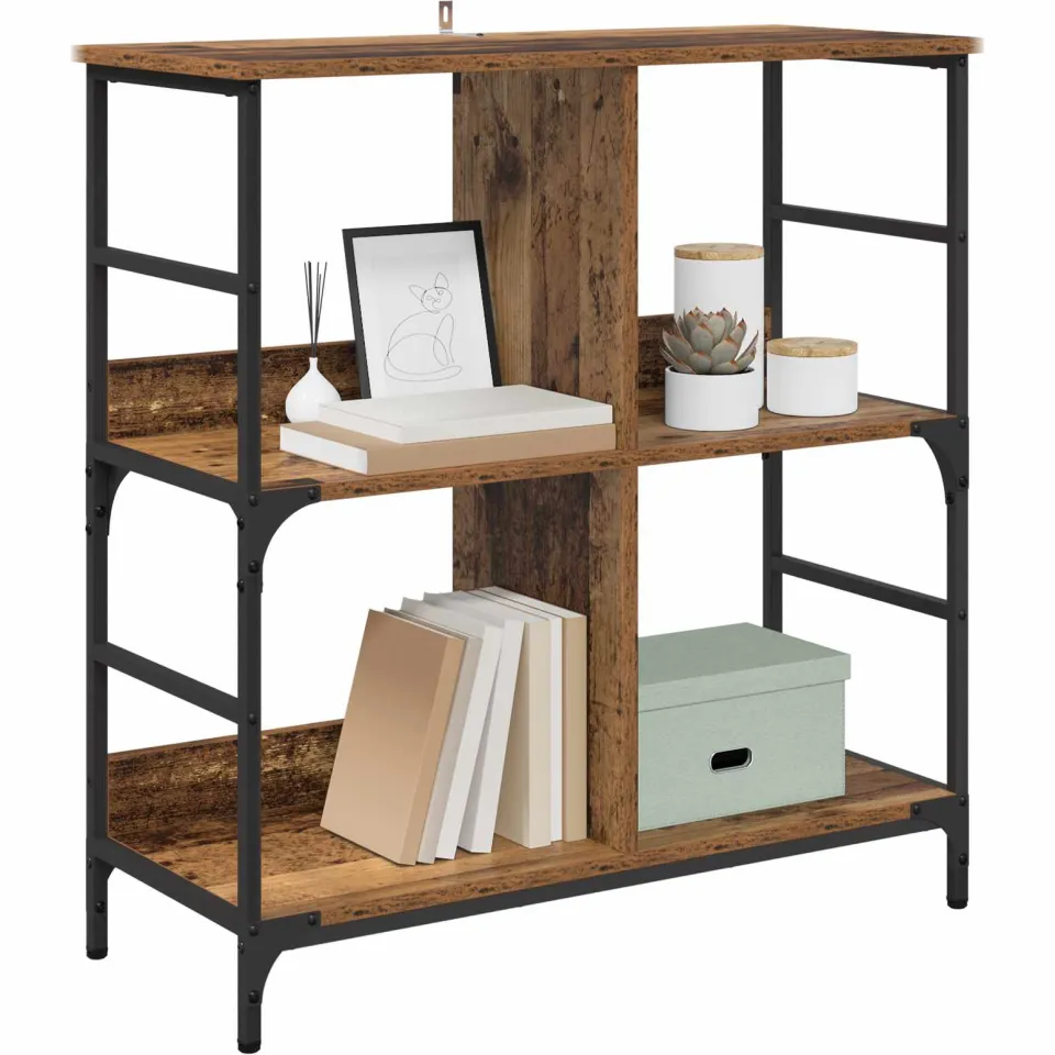 vidaXL Boekenkast 4-laags 78,5 x 33 x 82 cm Bewerkt hout Oud hout Bruin