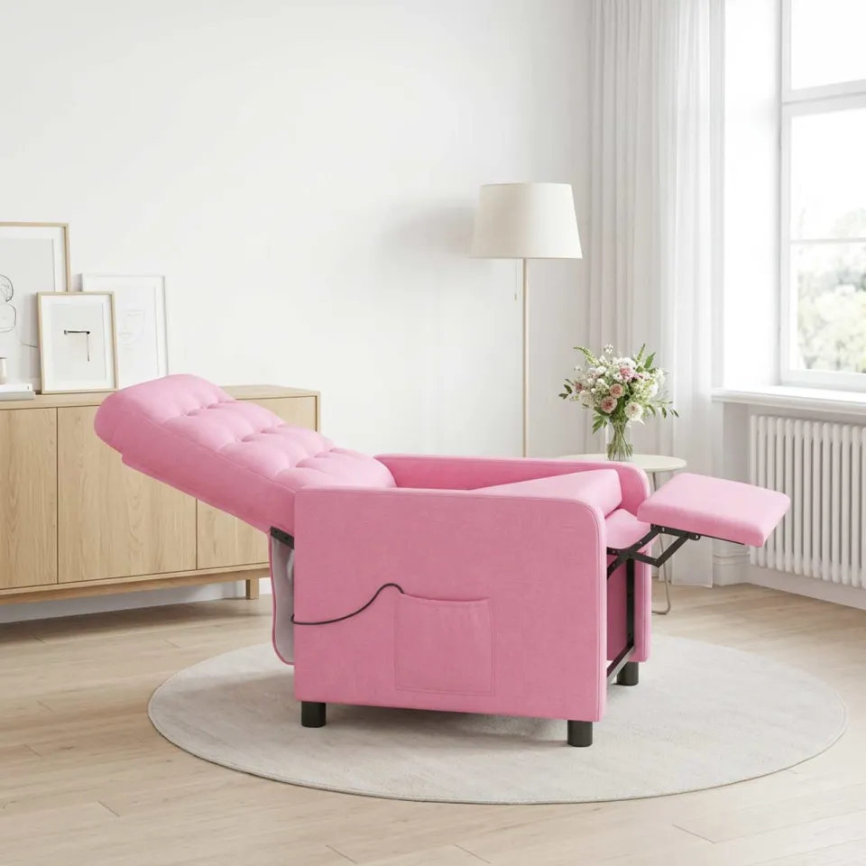 vidaXL Massage-relaxstoel Roze 65 x 93 x 102 cm Stof, foto 4