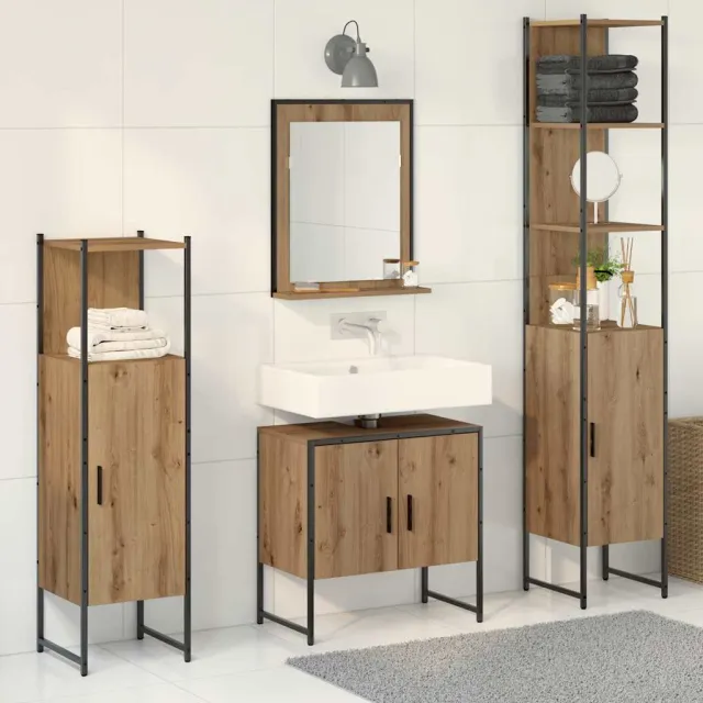 vidaXL Badkamermeubelset 4 st Bruin 33 x 33 x 185,5 cm Bewerkt hout, foto 2