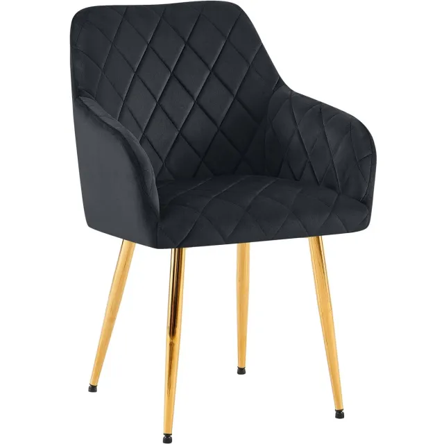 CLP Monett Eetkamerstoel - met armleuning - klassiek - metalen frame - Velvet - goud/zwart