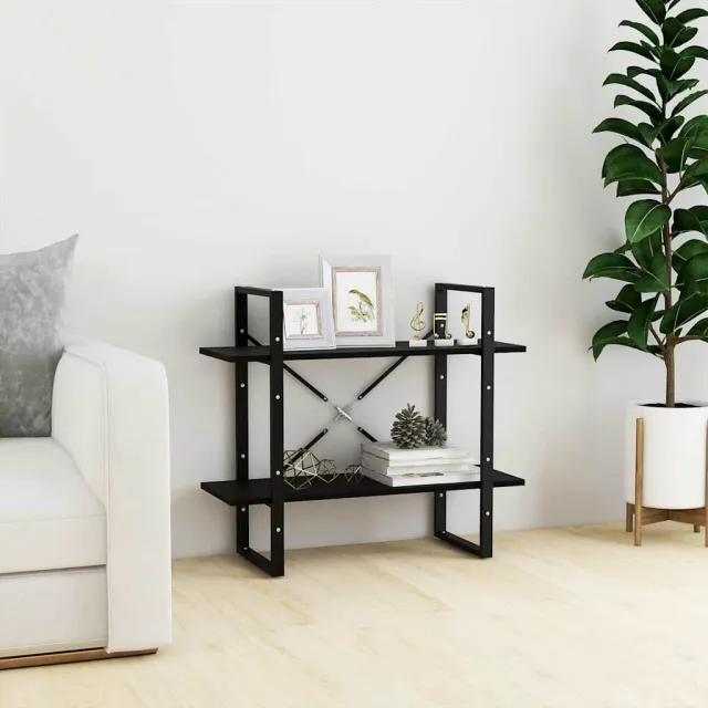 vidaXL Boekenkast met 2 schappen 80x30x70 cm massief grenenhout zwart, foto 2