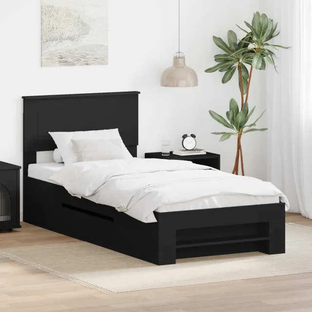 vidaXL Bedframe Zwart 75 x 190 cm Bewerkt hout