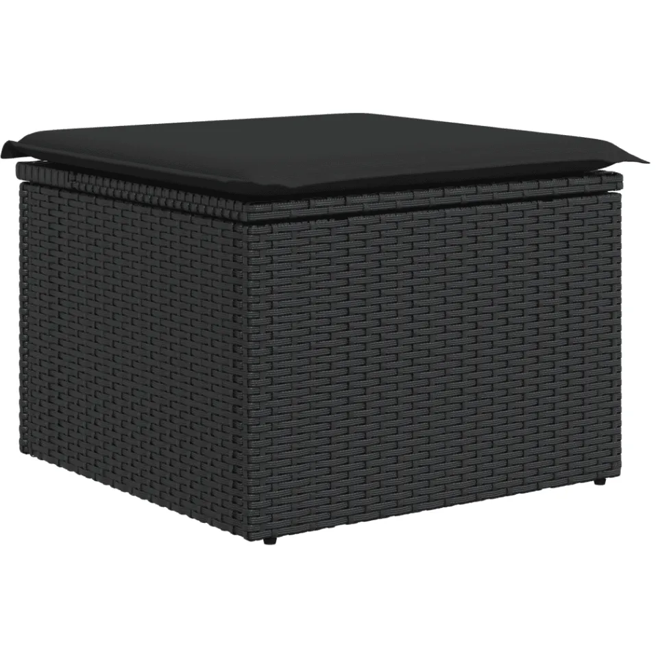 vidaXL 12-delige Loungeset met kussens poly rattan zwart