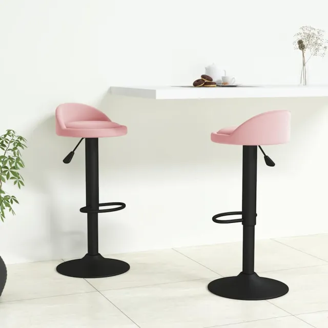 vidaXL Barkrukken 2 st fluweel roze, foto 2
