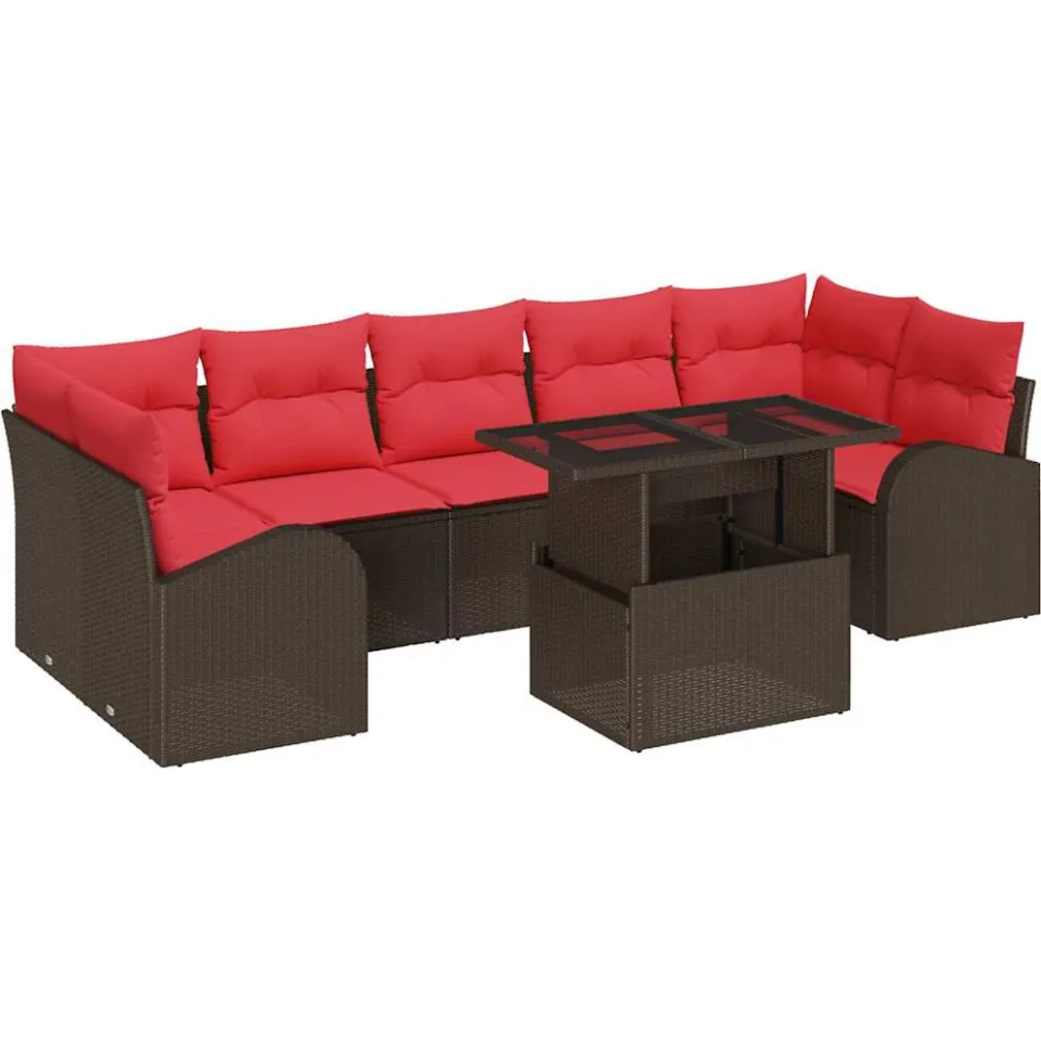 vidaXL Tuin Sofa Set 8 st Bruin poly rattan, foto 4