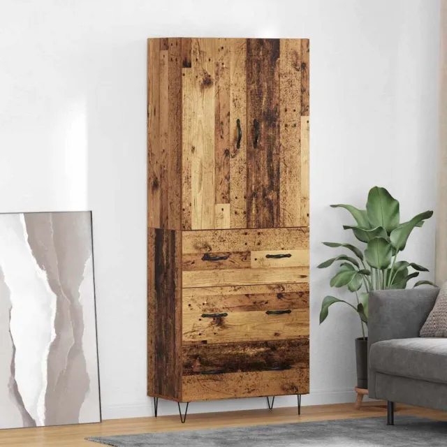 vidaXL Hoge kast 2 st Oudhout 69,5 x 34 x 180 cm Bewerkt hout Bruin