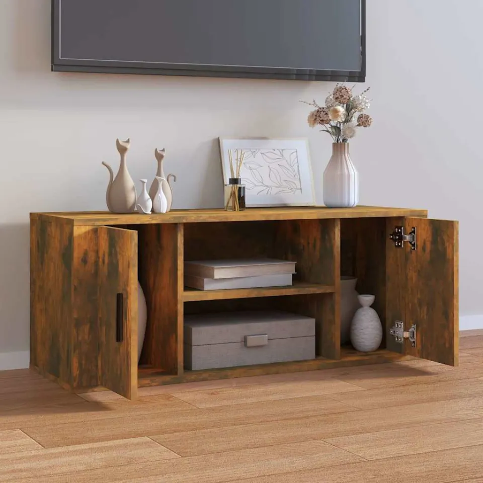 vidaXL Tv-meubel 100x35x40 cm bewerkt hout gerookt eikenkleurig, foto 3