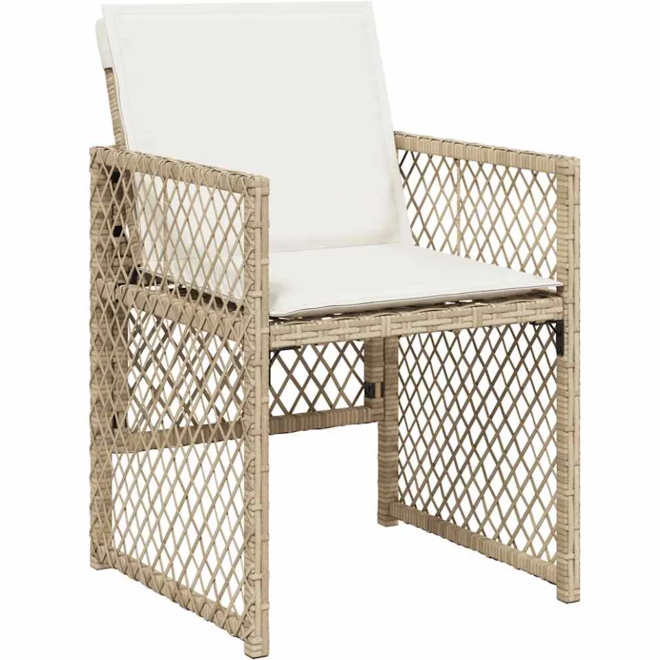 vidaXL 15-delige Tuinset met kussens poly rattan beige