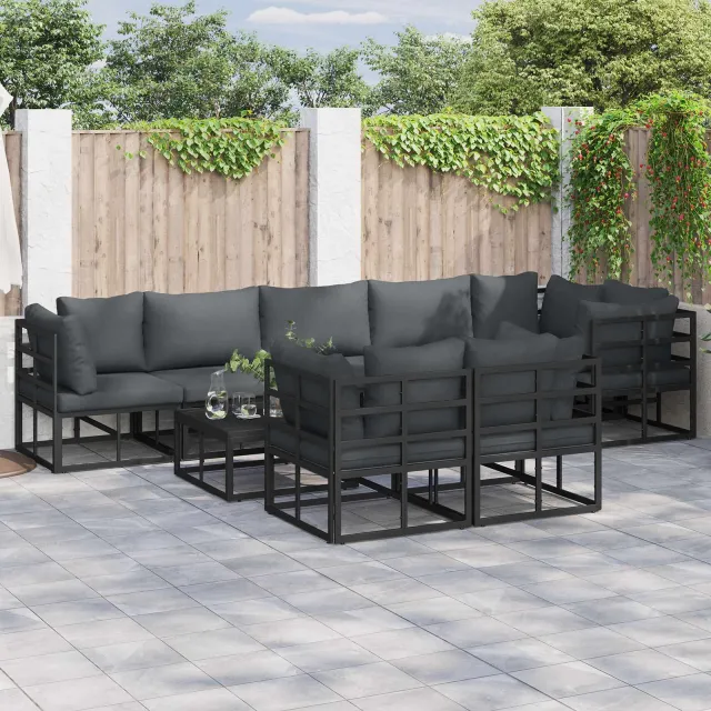 vidaXL Tuinbankenset 8 st Zwart Aluminium, foto 2