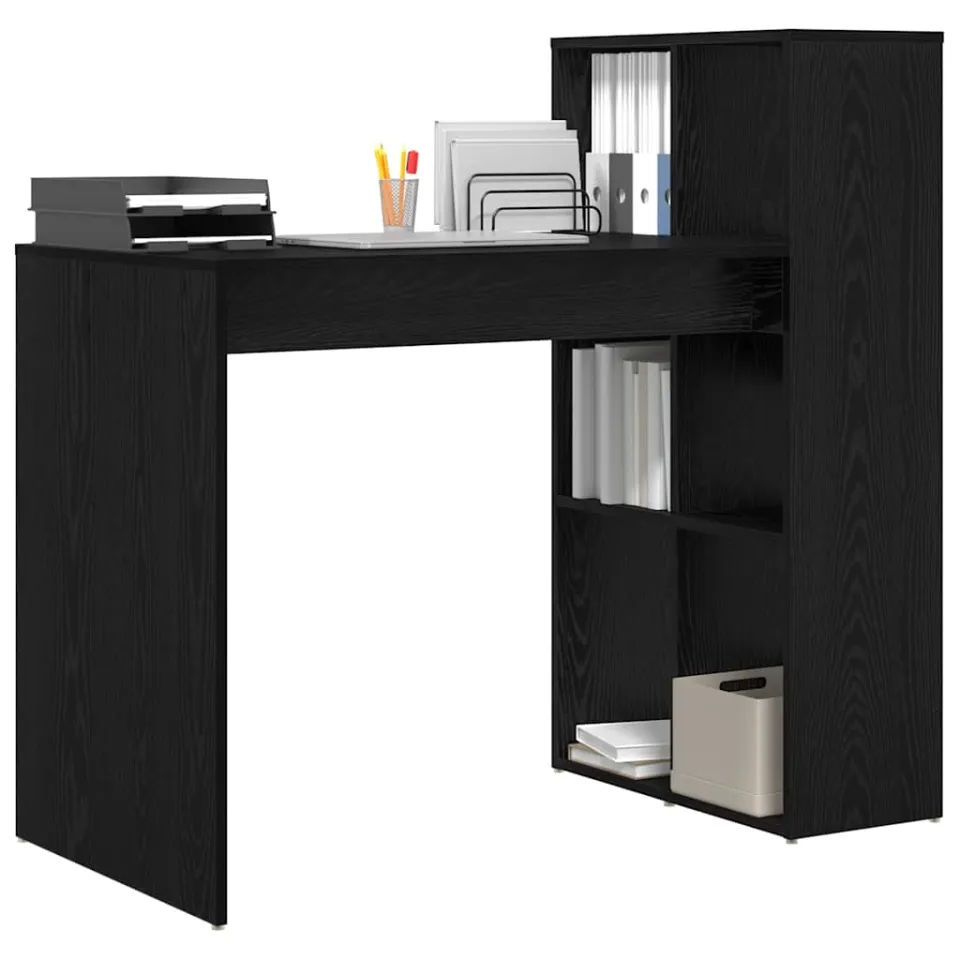 vidaXL Bureau Zwart Eiken 108 x 55 x 103 cm Bewerkt hout
