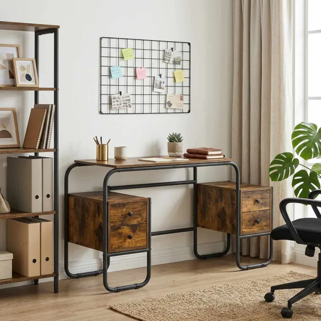 vidaXL Bureau met opbergruimte Gerookt eiken 145 x 50 x 75 cm Bruin