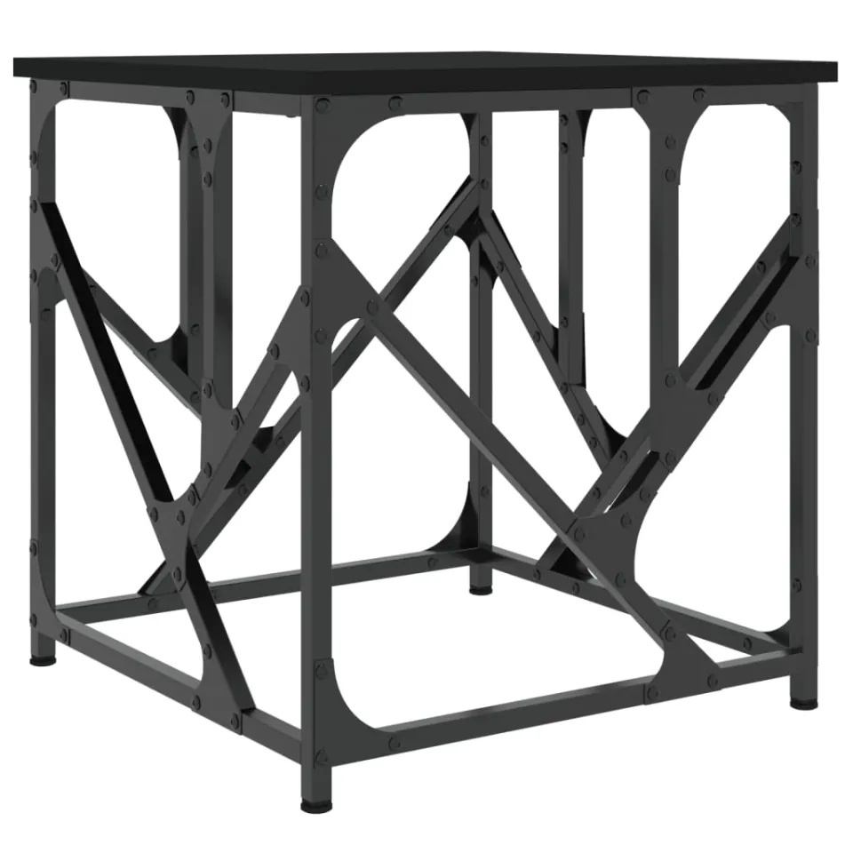 vidaXL Salontafel 45x45x47,5 cm bewerkt hout zwart, foto 3