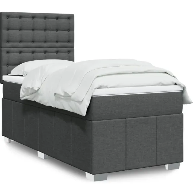 vidaXL Boxspring met matras stof donkergrijs 90x190 cm grijs