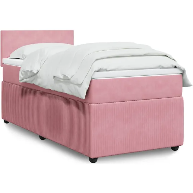 vidaXL Boxspring met matras fluweel roze 90x190 cm