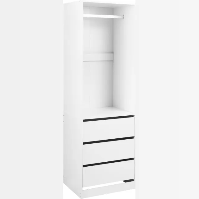 Beliani HAMILTON - Kledingkast 3 lades - Wit - 60 x 185 cm - Vezelplaat