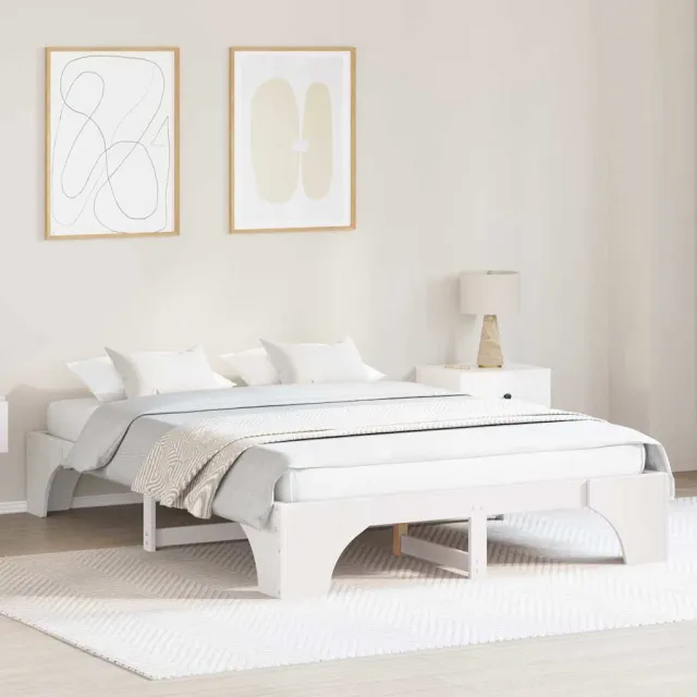 vidaXL Bedframe Wit 150 x 200 cm Massief grenenhout