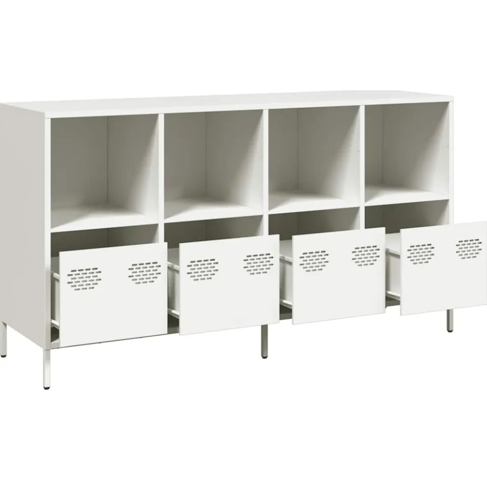 vidaXL Dressoir 135x39x73,5 cm koudgewalst staal wit, foto 4