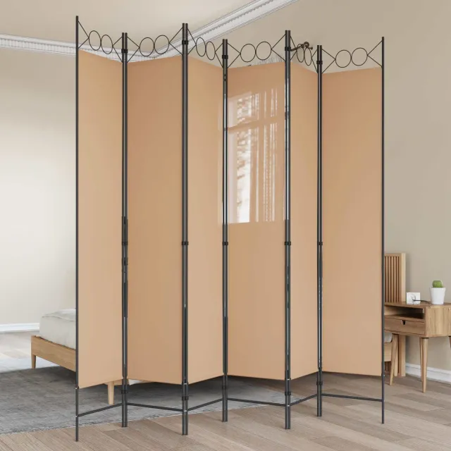 vidaXL 6-Panelen Kamerscherm Beige 240 x 220 cm Stof, foto 2