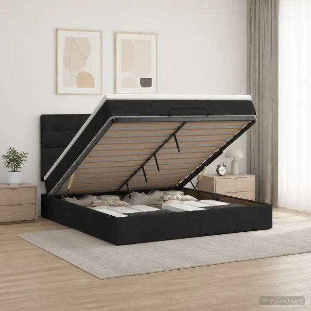 vidaXL Ottoman bed met matras met hoofdeinde Zwart 160 x 200 cm Stof