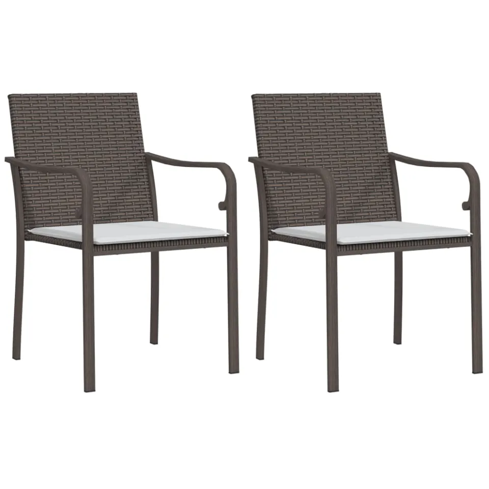 vidaXL 3-delige Tuinset met kussens poly rattan en staal, foto 3