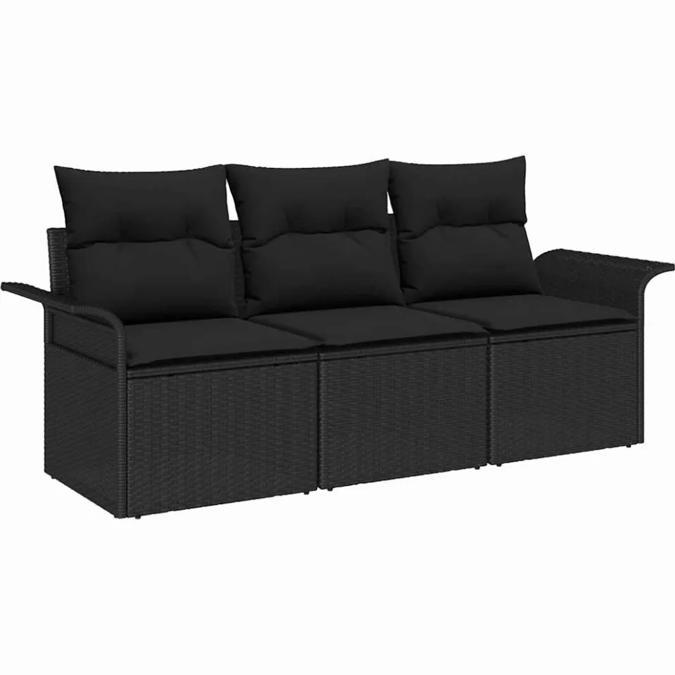 vidaXL Tuin Sofa Set 3 st Zwart Poly riet