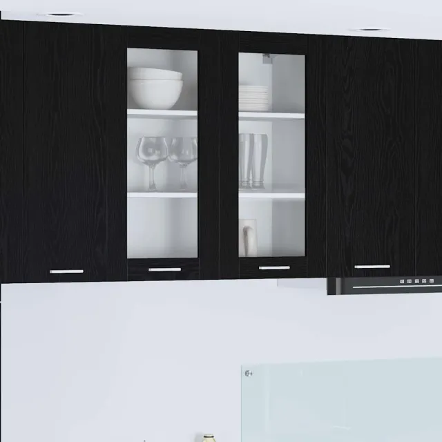 vidaXL Hangkast met 2 glazen deuren Zwart eiken 80 x 31 x 80 cm