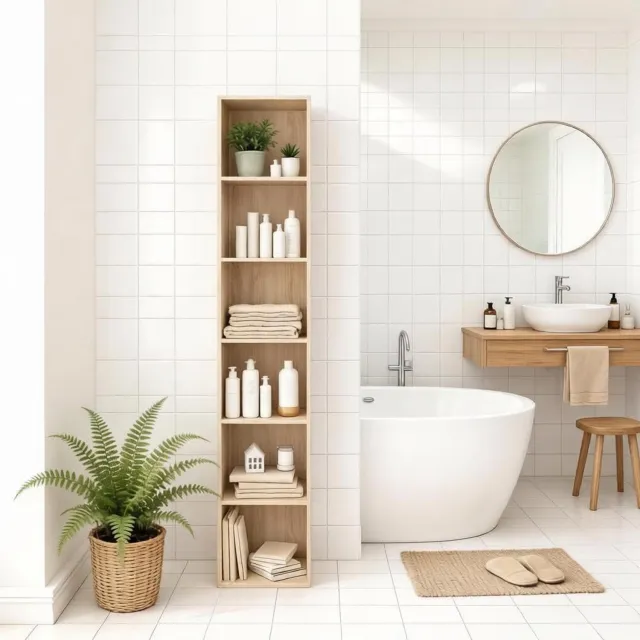 CHICFURN Boekenkast 30 cm - Open opbergen - 6 vakken - Hoge kast - Woonkamer, slaapkamer of kantoor - MDF en spaanplaat - Eiken