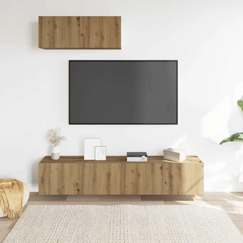 vidaXL 3-delig Tv-meubelset wandmontage bewerkt hout artisanaal eiken, foto 2