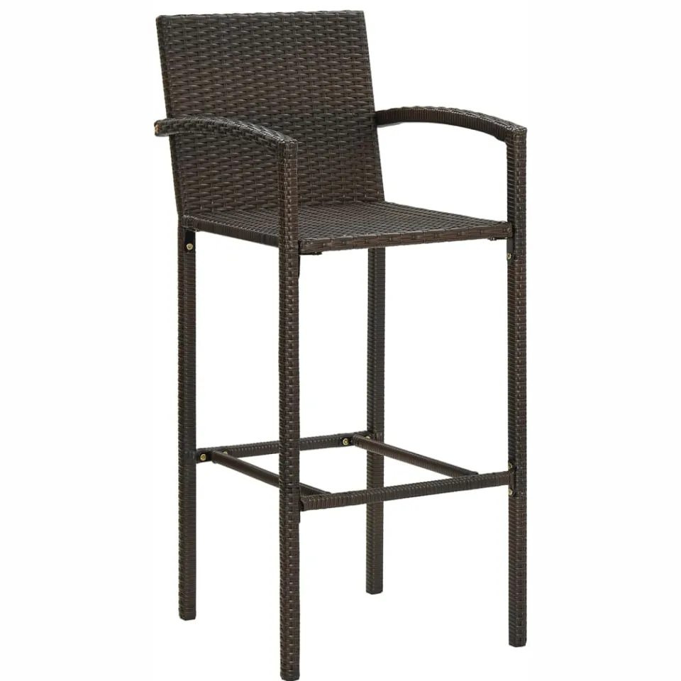vidaXL Barkrukken 2 st poly rattan bruin, foto 2