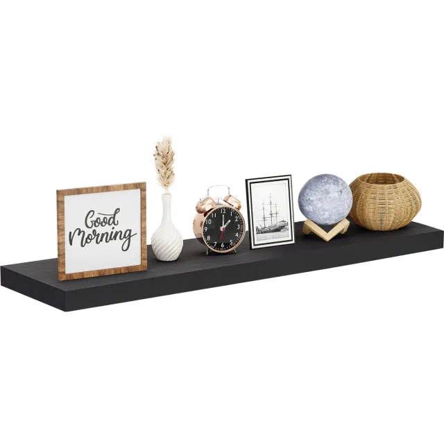 Nolad Wandplank - Wandrek - Boekenplank - Industrieel - Zwevend - 90 x 23.6 x 3.5cm - Inc bevestigingmaterialen - Zwart