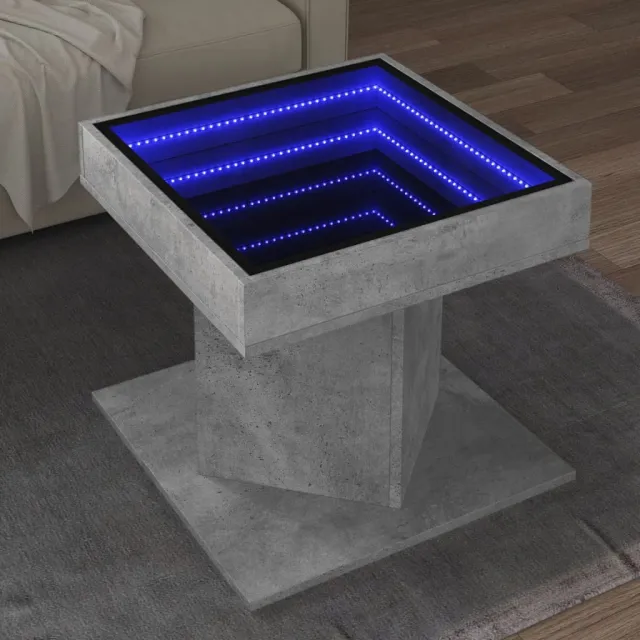 vidaXL Salontafel met LED 50x50x45 cm bewerkt hout betongrijs grijs, foto 2