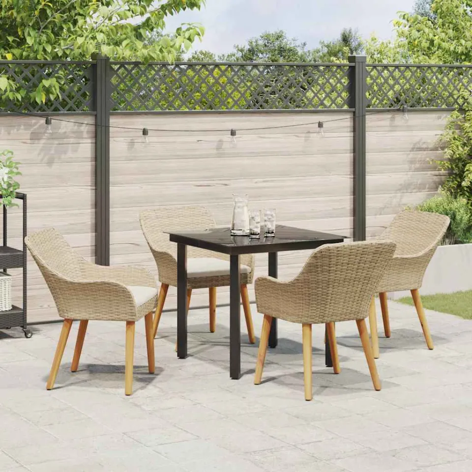 vidaXL Tuin eettafelset 5 st Beige poly rattan, foto 3