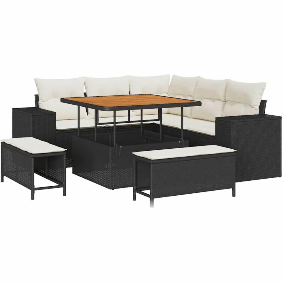 vidaXL Tuin Sofa Set 8 st Zwart poly rattan