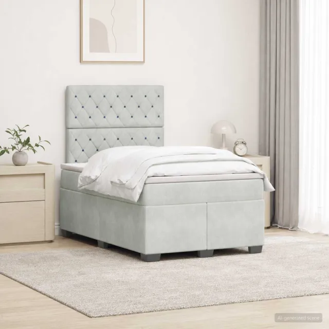 vidaXL Boxspringbed met matras Lichtgrijs 120 x 190 cm Fluweel