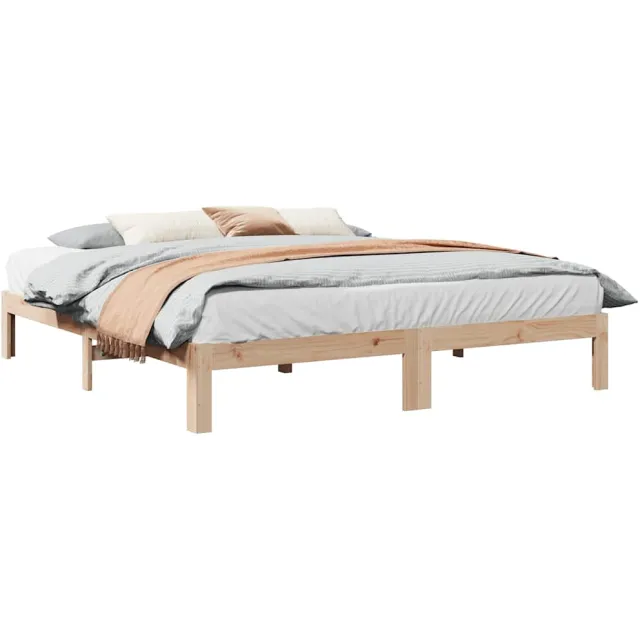 vidaXL Bedframe zonder matras massief grenenhout 160x200 cm bruin