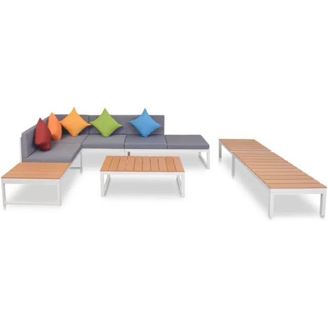 vidaXL 5-delige Loungeset met kussens aluminium en HKC meerkleurig, foto 2