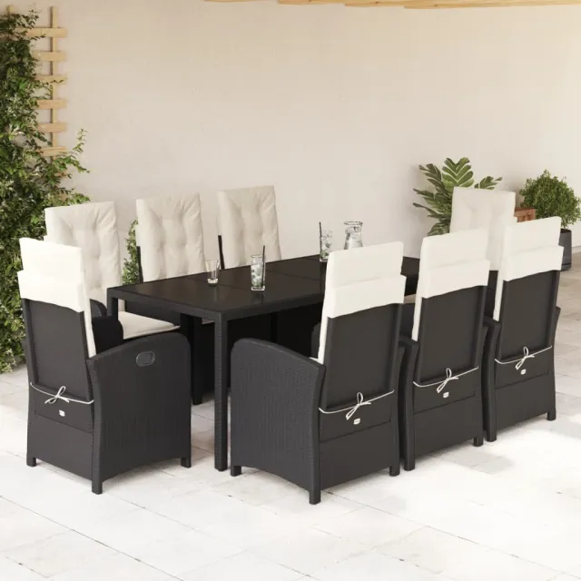 vidaXL 9-delige Tuinset poly rattan zwart, foto 2