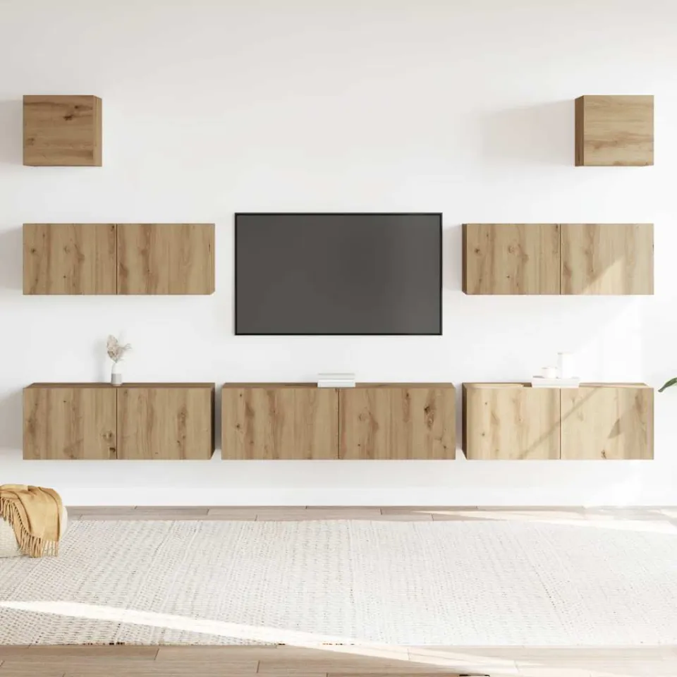 vidaXL 7-delig Tv-meubelset wandmontage bewerkt hout artisanaal eiken, foto 2