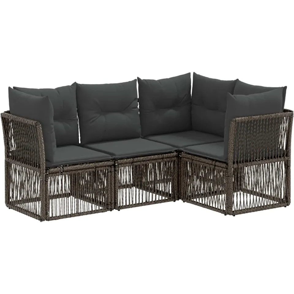 vidaXL Tuinbankenset 4 st 4-zits Grijs poly rattan, foto 3