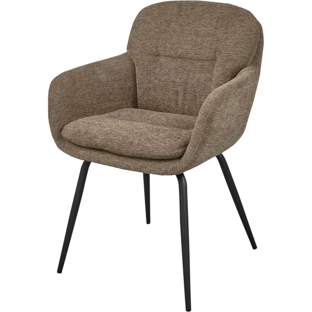 WOOOD Runa Eetkamerstoel - Chenille Stof - Donker Zand - 82x57x59 cm donkerzand