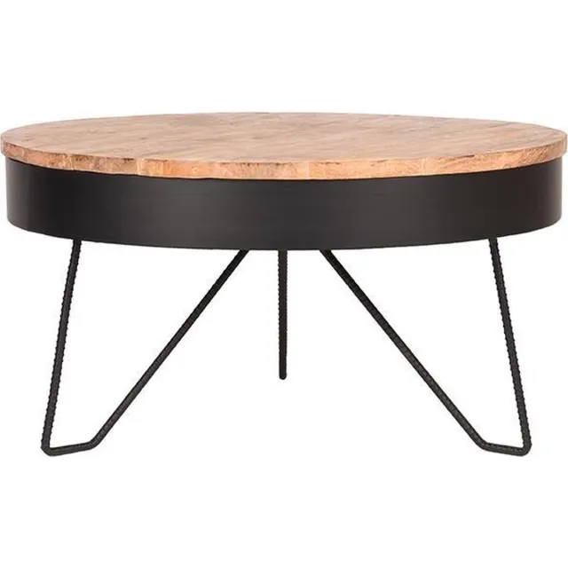 LABEL51 Saran Salontafel - Zwart - Metaal - 80 cm - Rond