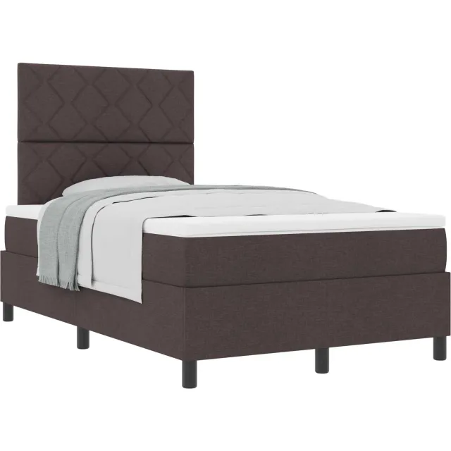 vidaXL Boxspringbed met hoofdeinde Donkerbruin 120 x 200 cm Stof