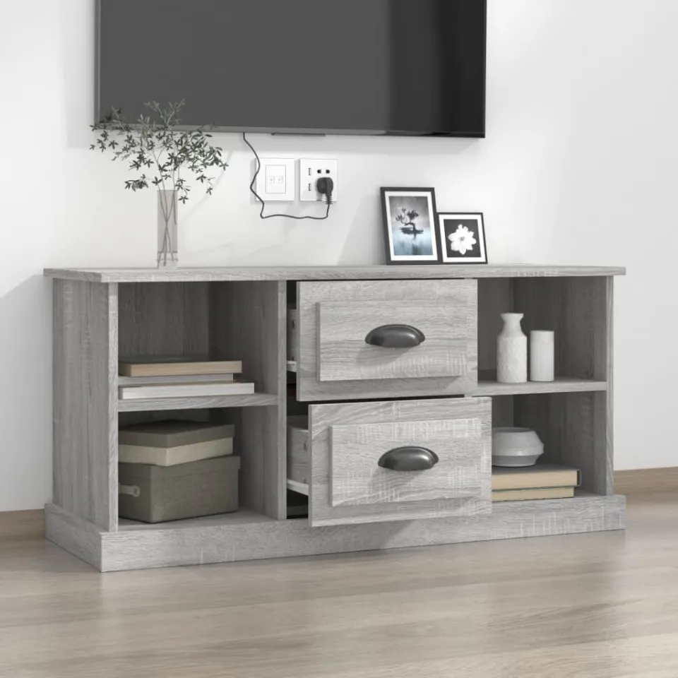 vidaXL Tv-meubel 99,5x35,5x48 cm bewerkt hout grijs sonoma eikenkleur, foto 3