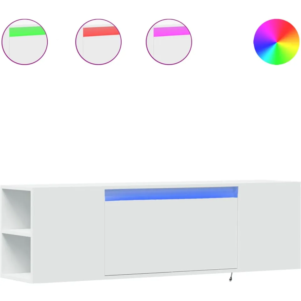 vidaXL Tv-wandmeubel met LED-verlichting 135x31x39,5 cm wit, foto 3