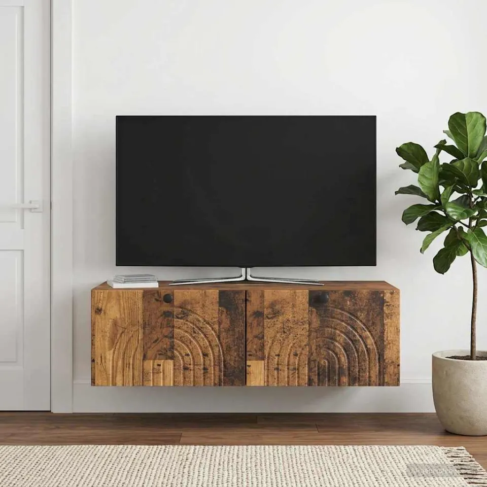 vidaXL Wandbeugel TV-kast Oud hout 99 x 41 x 30 cm Bewerkt hout bruin, foto 4