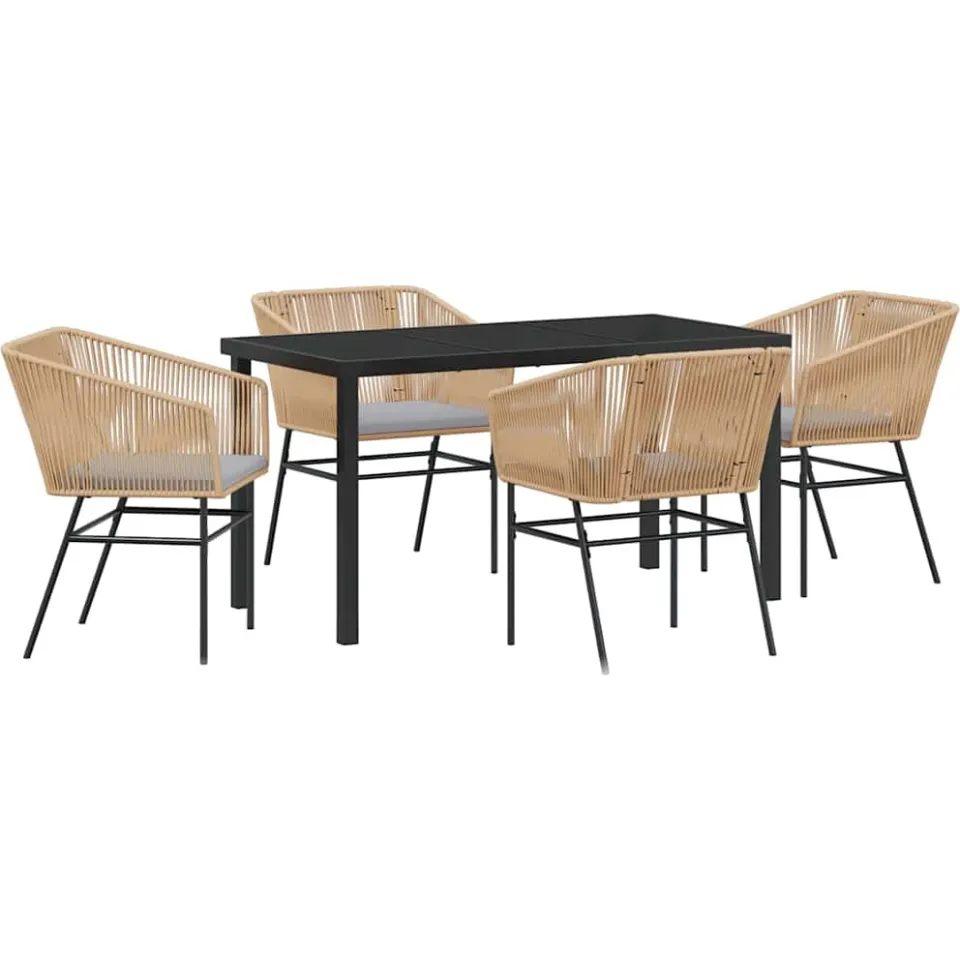 vidaXL Tuin eettafelset 5 st Bruin Gepoedercoat staal