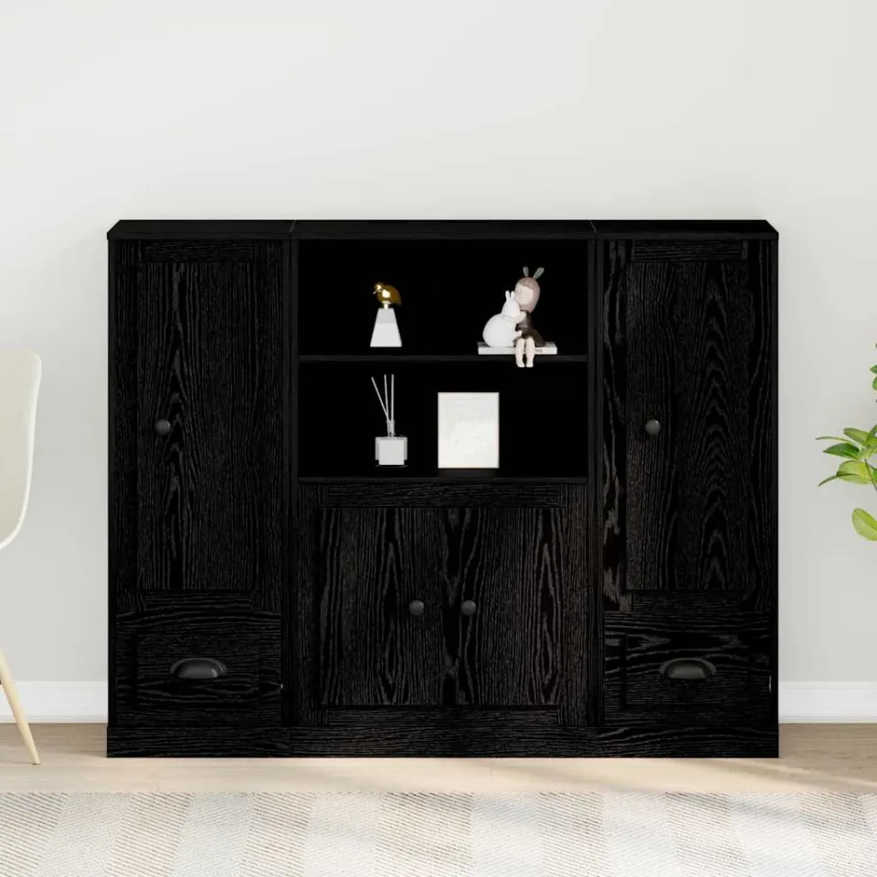 vidaXL Highboard Zwart eiken 132 x 35,5 x 103,5 cm Bewerkt hout, foto 4