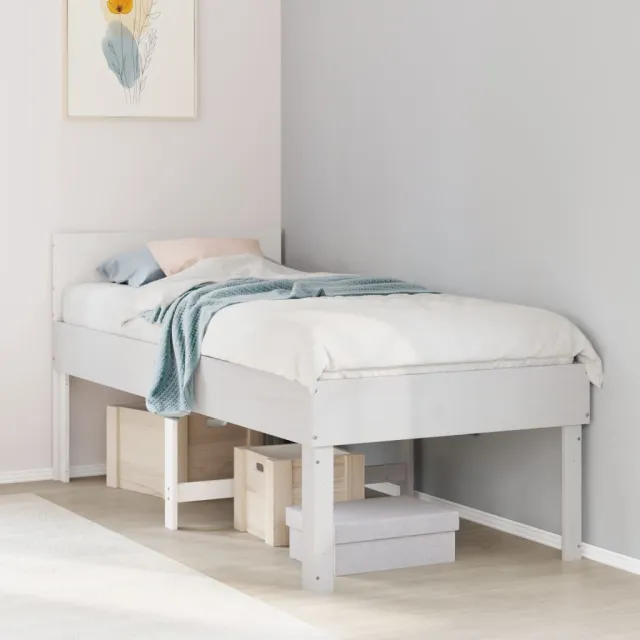 vidaXL Bedframe zonder matras massief grenenhout wit 90x190 cm