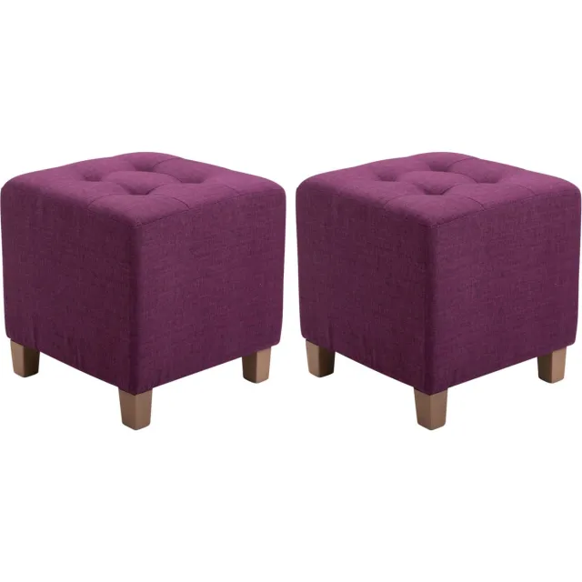 CLP Pharao Set van 2 hockers - Kruk - Vierkant - antiek-licht - purper